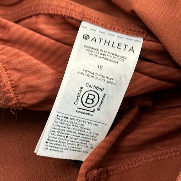 Athleta Vienna Cargo Straight Leg High‎ Rise  City Stripe Brown Active Pants 18 - Picture 14 of 14